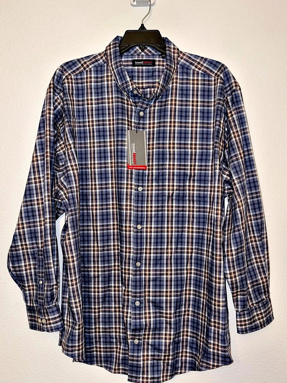 NWT Roundtree & Yorke Travel Smart Plaid Shirt 2XB